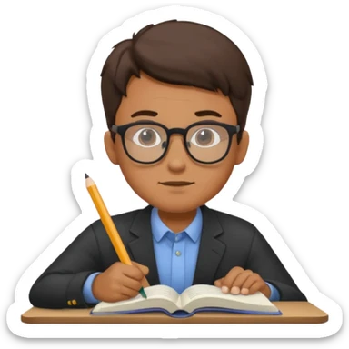 a man studying hard sticker