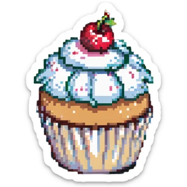 vanilla cupcake with a cherry on top sticker