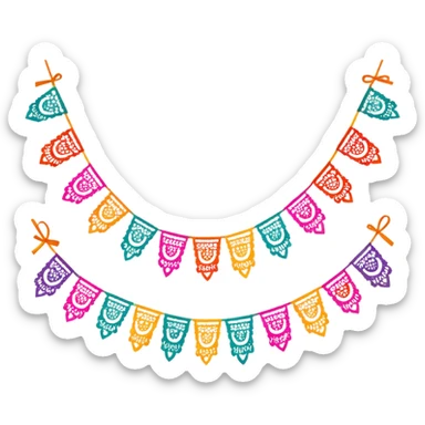 festive one garland of colorful mexican papel picado sticker