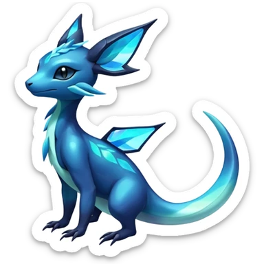 Colorful Dark Shiny Exotic Salandit-Aurorus-Glaceon-Fakémon-hybrid-creature (full body)  sticker