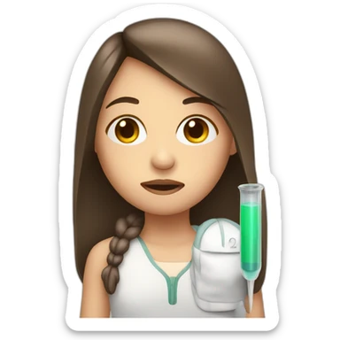 Illness girl with thermometer in the mouth sticker
