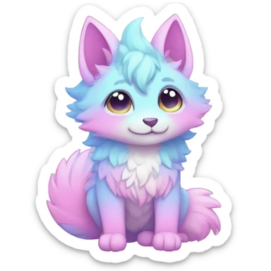 Kawaii colorful pastel ethereal anthro fursona Fakemon sticker