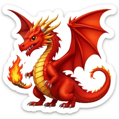 Red Dragon with wings sticker
