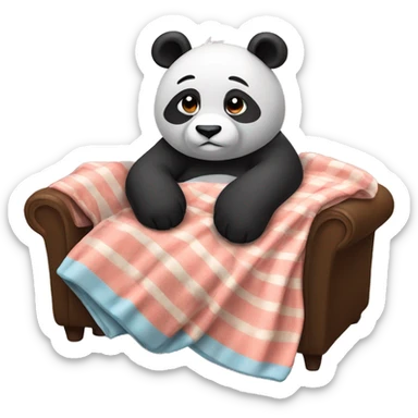 Panda lying on couch with blanket sticker