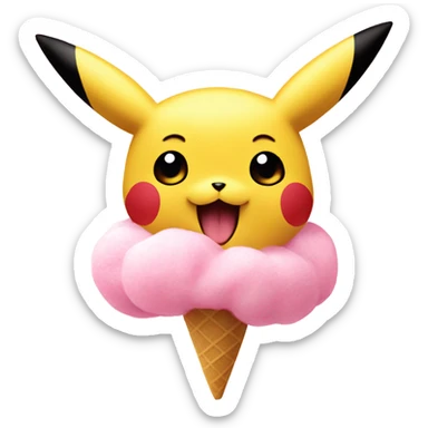 Picachu eating cotton candy sticker
