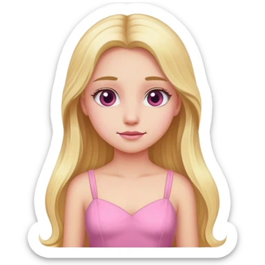A girl with long blonde hair and a pink dress. sticker