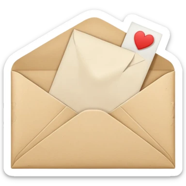 an open beige envelope with a letter sticking out of it sticker