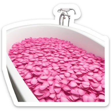 Bathtub filled with pink rose petals  sticker