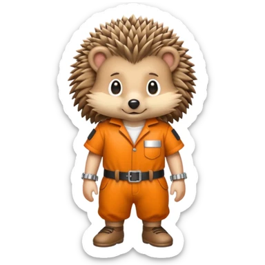 Hedgehog with prison outfit and ankle chain sticker