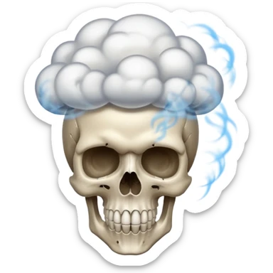 Make a skull emoji whose head is blasted off and smoke is 💀🤯💨coming from its head from inside and the  sticker