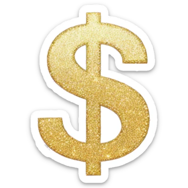 Sparkly glitter pink dollar sign sticker