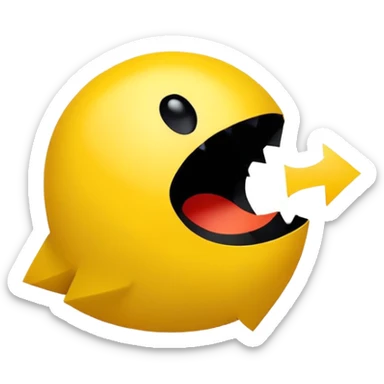 Perfect side profile of classic Pacman, yellow circle with triangular wedge cut out for mouth, showing only the side view, no front view sticker