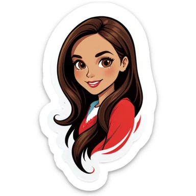 Tan lady with long brown hair  sticker