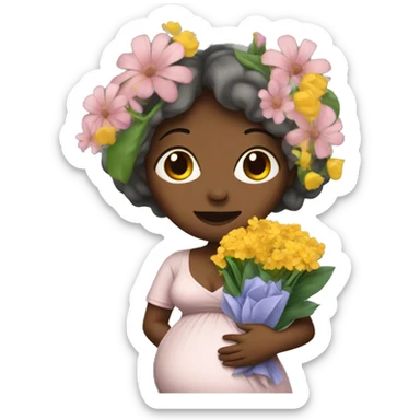 Pregnant lady with flowers sticker