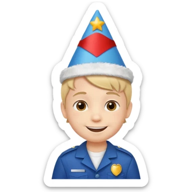 a little boy with birthday hat, wearing uniform















 sticker