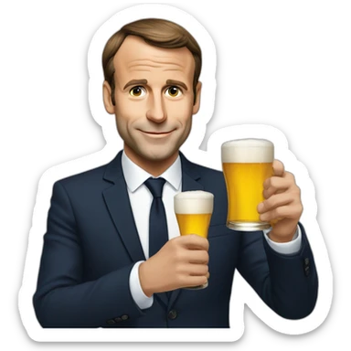 Macron qui boit une bière sticker