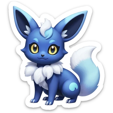 Shiny snow pastel Nebulae Noibat-Meowstic-Umbreon-Fakémon-hybrid-creature (full body)  sticker