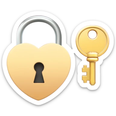 Light beige heart-shaped lock and key burgundy sticker