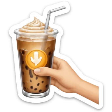 a white hand holding an iced coffee but just the hand and the cup sticker