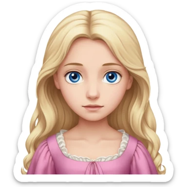 Fantine From Les Miserables with light skin, blue eyes, Blonde long Hair, pink outfit sticker