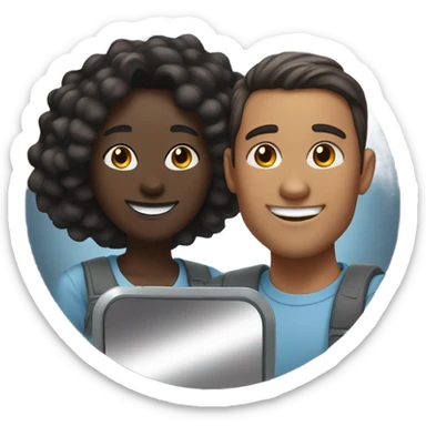 mirror selfie with girlfriend dark skinned couple sticker