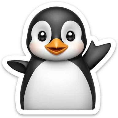 happy penguin waving sticker