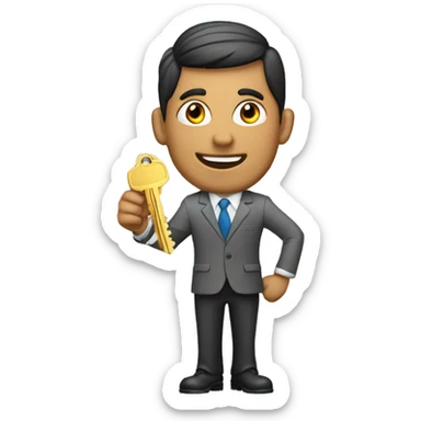 a real estate agent holding keys sticker