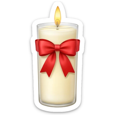 Soft vanilla long glass candle, with little red bow sticker