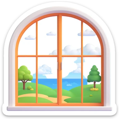 a big full width/height window with a idyllic scenery skylight and clouds visible sticker