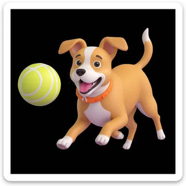 dog chasing ball in forrest, close up pose sticker