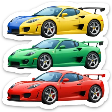 group of 4 sport cars in different composition sticker