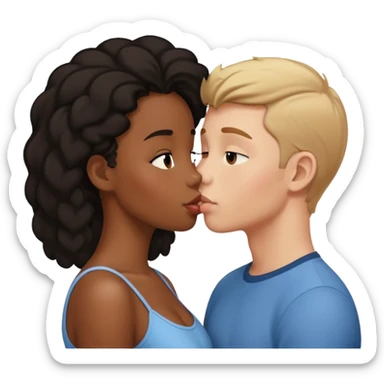 Kissing black girl and white boy  sticker