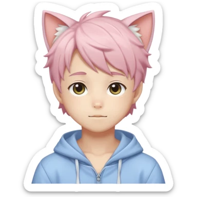 Shiny Blushing Cute Kawaii Beautiful Shota Anime Catboy Trending Style Cottagecore Pastelcore  sticker