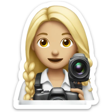 Blonde girl with camera sticker