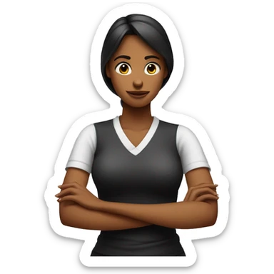 A woman crosses her hands in front of her chest to make an X sign of rejection. sticker