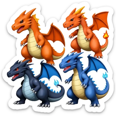 Charizard-Bulkmon-Canoweissmon-Darkdramon-Cybermon-Digimon-creature sticker