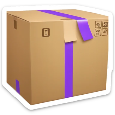 Delivery box with violet adhesive tape sticker