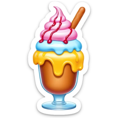 Melting neon ice cream hot dog sundae sticker