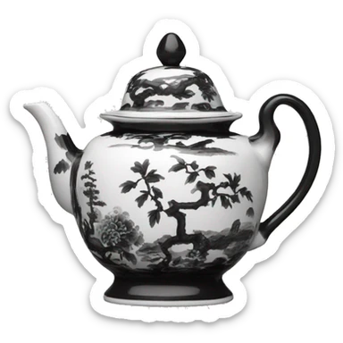 Black and white chinoiserie teapot sticker