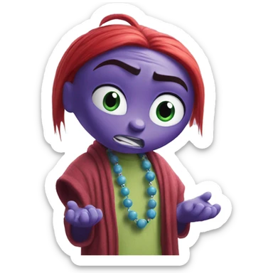 anger from inside out with prayer beads trying to calm down sticker