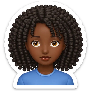Human girl with curly hair and black skin sticker