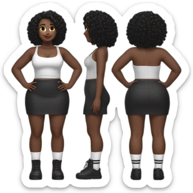both sides full-body-back-view-curvy-фигуристка-black-lifted skirt white-knickers and long socks sticker