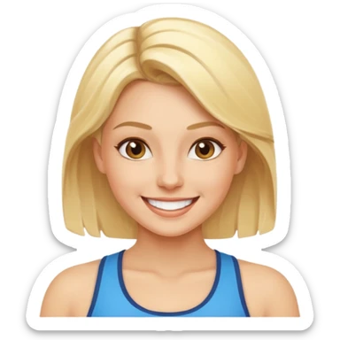 fit blonde woman smiling energetically sticker