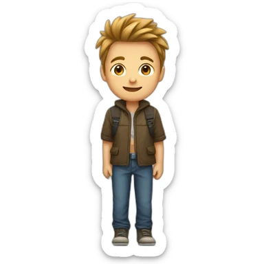 3 boys, 1 small, 1 tall and one in the middle. Give an arrow to the middle sticker