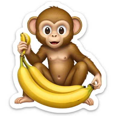 Make a monkey eating a banana in a trap sticker