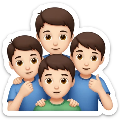 Three young brunette brothers playing together  sticker
