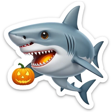 Shark with jack-o-lantern head sticker
