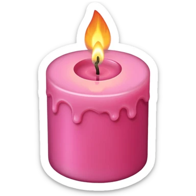 Draw a pink candle with a flame on it that looks 5 degrees tilted from a bird's eye view. sticker