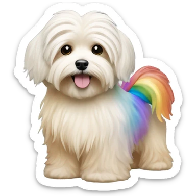 Cream colored havanese with RAINBOW dyed TAIL (NOT RAINBOW EARS) sticker