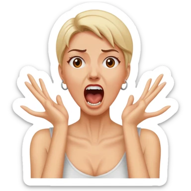 woman with hands around her neck with a screaming face  sticker